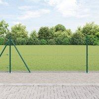 Berkfield Home Welded Wire Fence with 13 Flanged Posts Green 0.8x50 m Steel