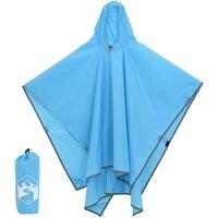 Berkfield Home Rain Poncho with Hood 2-in-1 Design Blue 223x145 cm