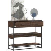 Berkfield Home Console Table Brown Oak 90x35x80 cm Engineered Wood | Size: 90 x 35 x 80 cm