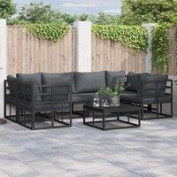 Berkfield Home Garden Sofa Set 7 pcs Black Aluminium