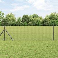 Berkfield Home Welded Wire Fence with 7 Posts Grey 0.6x10 m Steel