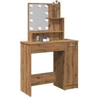 Berkfield Home Dressing Table with LED Artisan Oak 86.5x35x136 cm in Brown