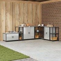 Berkfield Home Kitchen Storage Shelf with Storage Silver Galvanised steel