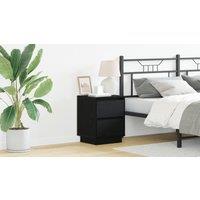 Berkfield Home Bedside Cabinet with LED Lights Black 39x34.5x50 cm