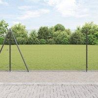 Berkfield Home Welded Wire Fence with 7 Flanged Posts Grey 1.2x10 m Steel