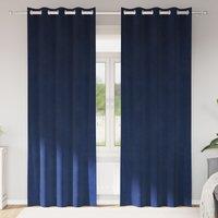 Berkfield Home Blackout Curtains with Eyelets 2 pcs Dark Blue Velvet in Navy