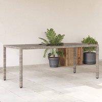 Berkfield Home Garden Table with Glass Top Grey 190x90x75 cm Poly Rattan | Size: 190 x 90 x 75 cm