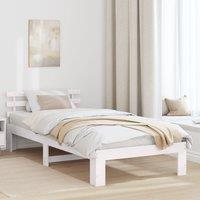 Berkfield Home Wooden Bed Frame White Wood Single Durable Wooden Bed Frame