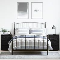 Berkfield Home Black Oak Nightstand Set Black Oak Engineered Wood Medium Drawers