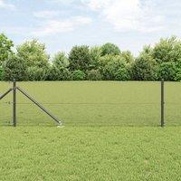 Berkfield Home Welded Wire Fence with 13 Spike Posts Grey 0.5x50 m Steel