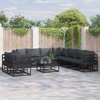 Berkfield Home Garden Sofa Set 10 pcs Black 70 x 70 x 32 cm Aluminium