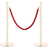 Berkfield Home Stanchion Stand Rope Red & Golden Velvet