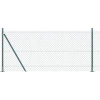 Berkfield Home Chain Link Fence with 7 Flanged Posts 0.8x10 m Galvanised Steel in Green