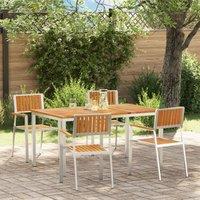 Berkfield Home 5 Piece Garden Dining Set Solid Wood Teak in Brown