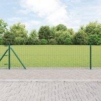 Berkfield Home Euro Fence with 7 Flanged Posts 0.6x10 m Galvanised Steel in Silver