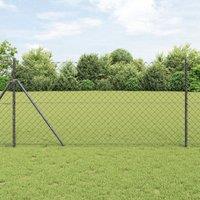 Berkfield Home Chain Link Fence with 7 Posts 1.2x10 m Galvanised Steel Grey