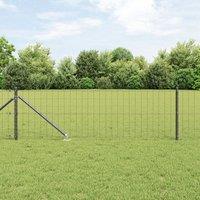 Berkfield Home Euro Fence with 13 Spike Posts 0.4x50 m Galvanised Steel Grey in Silver