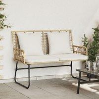 Berkfield Home Garden Bench with Pillow Poly rattan, steel in Brown