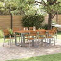 Berkfield Home 9 Piece Garden Dining Set Solid Wood Acacia & Metal in Grey