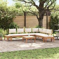 Berkfield Home Garden Bench Set 4 pcs Brown & Cream 2-seater Medium