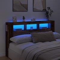 Berkfield Home LED Headboard Old Wood 180x18.5x103.5 cm Engineered Wood in Brown