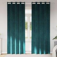 Berkfield Home Blackout Curtains with Eyelets 2 pcs Dark Green Velvet