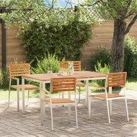 Berkfield Home 5 Piece Garden Dining Set Solid Wood Teak in Brown
