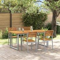 Berkfield Home 5 Piece Garden Dining Set Solid Wood Acacia & Metal in Grey