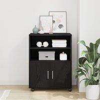 Berkfield Home Rolling Cabinet Black Oak 60x48x81 cm Engineered Wood | Size: 60 x 48 x 81 cm