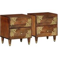 Berkfield Home Bedside Cabinets 2 pcs 40x33, 5x46 cm Solid Wood Mango in Brown