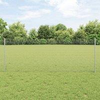 Berkfield Home Welded Wire Fence with 5 U Posts Silver 0.8x10 m Steel