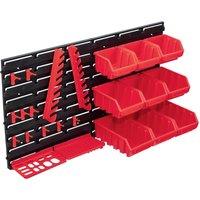 Berkfield Home 34 Piece Storage Bin Kit with Wall Panels Red & Black