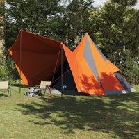 Berkfield Home Family Tent Tipi Grey & Orange 12-Person Waterproof
