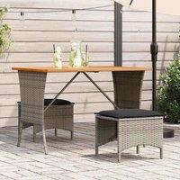 Berkfield Home Garden Table with Acacia Wood Top Grey 105x75x72 cm Poly Rattan | Size: 105 x 75 x 72 cm