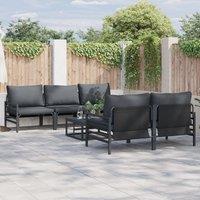 Berkfield Home Garden Sofa Set with Cushion with Pillow 6 pcs Anthracite Steel & Fabric