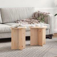 Berkfield Home Coffee Table 2 pcs Natural Solid pine wood in Brown