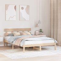 Berkfield Home Bed Frame with Headboard 140x200 cm Solid Wood Pine in Brown