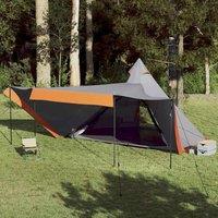 Berkfield Home Family Tent Tipi 8-Person Grey & Orange Waterproof