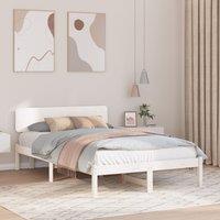 Berkfield Home Bed Frame with Headboard White 135x190 cm Solid Pine Wood