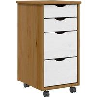 Berkfield Home Rolling Cabinet with Drawers MOSS Honey Brown Solid Wood Pine