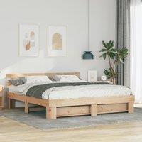 Berkfield Home with Headboard Brown 180 x 200 cm Solid pine wood