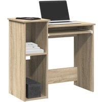 Berkfield Home Desk with Shelves Sonoma Oak 84x40x78 cm Engineered Wood in Brown | Size: 84 x 40 x 78 cm