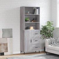 Berkfield Home Highboard Grey Sonoma 69.5x34x180 cm Engineered Wood