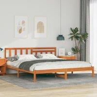 Berkfield Home with Headboard Wax brown 200 x 200 cm Solid pine wood