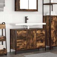 Berkfield Home Basin Cabinet with Drawers Smoked Oak 90x34.5x60 cm in Brown