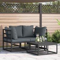 Berkfield Home Garden Sofa Set 3 pcs Black 70 x 70 x 32 cm Aluminium