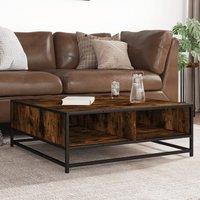 Berkfield Home Coffee Table Smoked Oak 80x80x30 cm Engineered Wood & Metal in Brown | Size: 80 x 80 x 30 cm