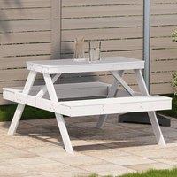 Berkfield Home Picnic Table White 105x134x75 cm Solid Wood Pine | Size: 105 x 134 x 75 cm