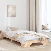 Berkfield Home Bed Frame Natural Solid Pine wood 75 x 190 cm Simple Bed Frame in Brown
