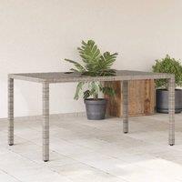 Berkfield Home Garden Table with Glass Top Grey 150x90x75 cm Poly Rattan | Size: 150 x 90 x 75 cm